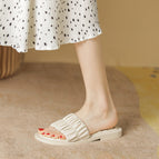 Slippers women's summer 2022 pleated one word women's outer wear sandals and slippers women's soft bottom slippers