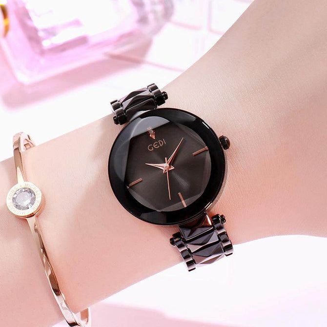 GEDI 81003 Fashion Casual Watch Korea style Women Elegant Luxury Stainless Steel Waterproof Ladies Diamond Rhinestone Analog Quartz Wristwatch