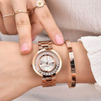 GUOU 8039 Women's Watches Ladies Fashion Luxury Rose Gold Stainless Steel Watches Ball crystal Women Rhinestone Clocks