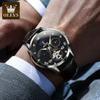 OLEVS Watch for men Automatic Mechanical Watch Skeleton Multifunctional Men's Watch 6652cs