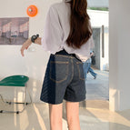 JEANS retro five-point jeans women's 2022 summer new high waist loose and thin pants LH22869