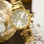 GUOU women's watch fashion trend large watch dial calendar Korean version steel band quartz watches for women men