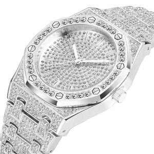 PINTIME men's and women's watch love couple watch new starry diamond large dial full diamond watch 1493