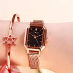 GEDI Women watch fashion simple easy match square popular quartz lady watch students bracelet 13004 mesh steel women's watch