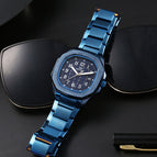 BESTWIN men's watch Square Butterfly Clasp Fashion Steel Calendar Men's casual Quartz Watch 985