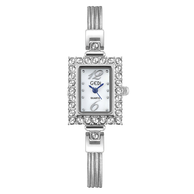 GEDI full diamond small square plate watch new ladies fashion starry delicate light luxury bracelet quartz watch women 1005