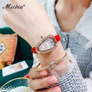 Meibin new women's watch water drop Fritillaria diamond inlaid fashion women's Quartz office lady Watch 1575