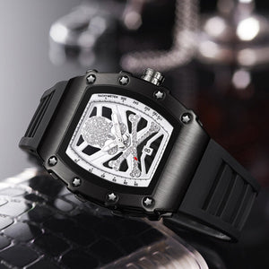 Kimsdun men's watch New Bucket Shaped Skull Face Frosted Shell Silicone Strap Fashion Quartz Watch K-2019B
