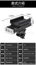 2022 new 3-head T6 wick rotatable outdoor bicycle headlights with electric display riding equipment mountain bike lights