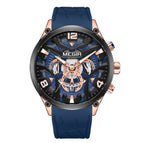 Megir Men's Watch Multi-Function Timing Three Eyes and Six Needles Silicone Quartz Watch 2222G