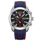 Megir 2063 Men's Chronograph Analog Quartz Watch with Date Luminous Hands Waterproof Silicone Rubber Strap Wristswatch for Man
