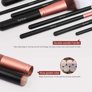 Makeup Brush Set 16 Makeup Brushes & 4 Blender Sponges & 1 Cleaning Pad Premium Synthetic Foundation Powder Kabuki Blush Concealer Eye Shadow Makeup Brush Kit, Black Golden