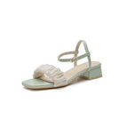 Sandals women's summer fairy style thick heel sandals single shoes folded one word buckle sandals women1688-1