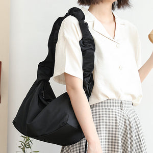 New Korean nylon handbag net red small fresh drawstring single shoulder bag leisure literature and art pleated messenger bag srb02