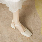 Sandals women's summer 2022 new square toe gentle all-match thick heel sandals women's small fragrance sandals women 17834-3