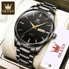 OLEVS watch for men stainless steel strap quartz watch waterproof luminous dual calendar men's watch 6898 steel