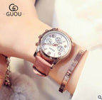 GUOU 8175 Women Diamond Watches Lady Wristwatches Leather Dress Date Watch Women Rhinestone Watches Fashion Hours