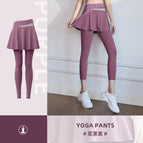 Yoga pants Color Matching Fitness Exercise Running Dance sports leggings High Waist Hip Lift Tight Anti-Exposure Thigh-Length skirt pants Yoga Pants JYMk033