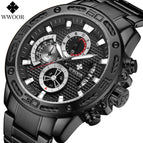 WWOOR 8879 Men's Steel Quartz Watch Rope Six-Pin Multi-Functional Watrproof Watch Code Watch 8879