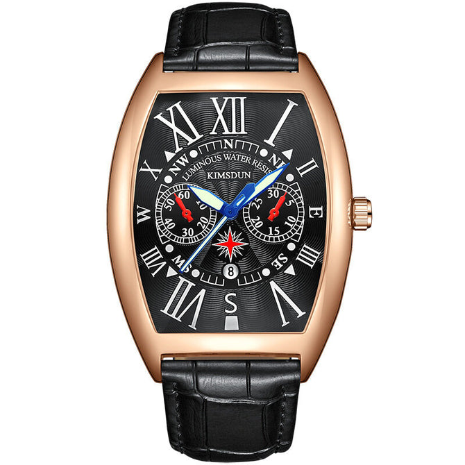 KIMSDUN watch fashion men's watch luminous calendar barrel-shaped quartz watch men K-815B