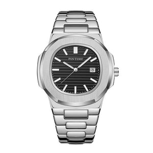 PINTIME Mens Watches Top Luxury Gold Casual Quartz Male Wristwatch Waterproof Military Watch Men Calendar Clock