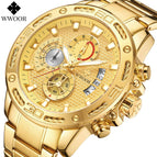 WWOOR 8879 Men's Steel Quartz Watch Rope Six-Pin Multi-Functional Watrproof Watch Code Watch 8879