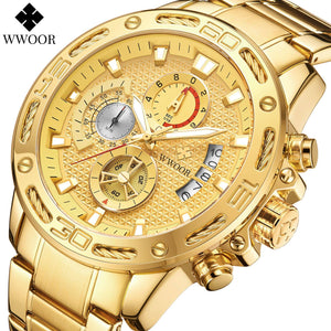 WWOOR 8879 Men's Steel Quartz Watch Rope Six-Pin Multi-Functional Watrproof Watch Code Watch 8879