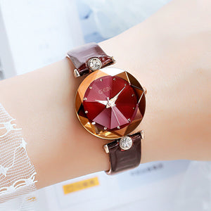 GEDI Women watch diamond waterproof leather quartz lady students watch 12006