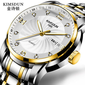 KIMSDUN fashion diamond-studded luminous dual calendar watch men's waterproof student quartz men's watch K-1962B