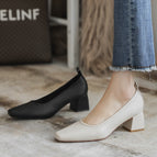 Square toe shoes women's 2022 new women's shoes casual soft shallow mouth women's thick heel Korean version 616-1