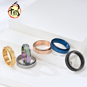 Titanium steel frosted rotatable ring seven color pearl sand stainless steel decompression Ring Bracelet
