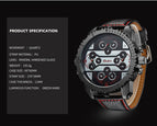 Oulm Cool Men's Watch Quartz Watch New Four Time Zone Casual Fashion Multi-Time Zone Large Dial Men's Watch HP3233