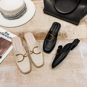 Flat shoes women's new slippers women's summer Korean style lazy half drag women's shoes 9A99-3