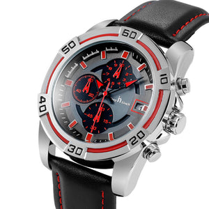 Men's watch Three-eye six-pin multi-function waterproof belt watch quartz men's watch K-8304M