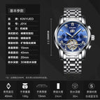 KINYUED Stainless Steel Men's Tourbillon Multi-function Calendar Automatic Mechanical Watch JYD-J014