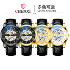 Chenxi Men's Skeleton Automatic Mechanical Watch leather Fashion Business Waterproof Watch CX-8802
