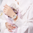 Korean version fashion mesh strap quartz watch ladies watch luminous waterproof double calendar female student watch S027