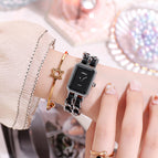 Tiktok Square Ancient Chinese Women's Watch Vintage Small Fragrance Chain Woven Band Watches for Women