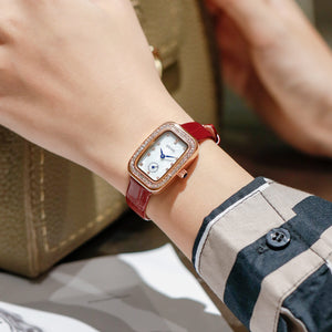 GUOU Women watch belt fashion ladies quartz watch small square watch simple waterproof watch women 8224