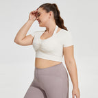 Plus Size Halter Yoga Clothes with Chest Pad Women's Running Exercise Short T-shirt Clothes Top BB188