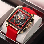 LIGE New Men's Watch Square Multifunction Chronograph Waterproof Watch LG8935