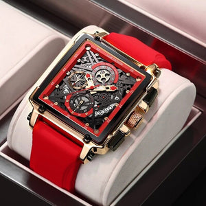 LIGE New Men's Watch Square Multifunction Chronograph Waterproof Watch LG8935