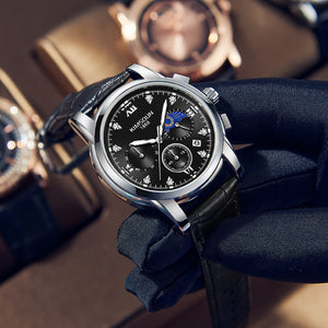 KIMSDUN Moon Phase Men's Watch Men's Fashion Watch Waterproof Multifunctional Chronograph Quartz Watch K-1801B