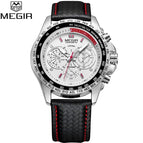 MEGIR 1010 Mens Watches Top Luxury Brand Male Clocks Military Army Man Sport Clock Leather Strap Business Quartz Men Wrist Watch