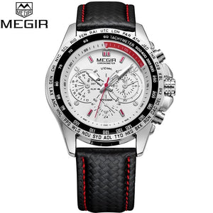 MEGIR 1010 Mens Watches Top Luxury Brand Male Clocks Military Army Man Sport Clock Leather Strap Business Quartz Men Wrist Watch