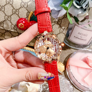 Dimini Little Golden Pig Transit Ladies Watch Leather fashion lovely Watch Waterproof Quartz women Watch 88246