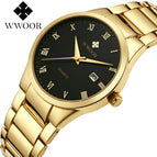 WWOOR men's watch steel band quartz watch business waterproof classical simple quartz watch