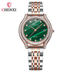 CHENXI new fashion inlaid drilled amethyst ladies watch leather waterproof small green watch quartz watch CX-320