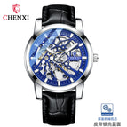 CHENXI2021 New Hollow Automatic Mechanical Watch Men's Waterproof Leather Strap Luminous business men casual Watch CX-8812
