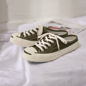 Women Canvas Open smile half-drag casual shoes female no heel 2021 new Korean student lazy shoes